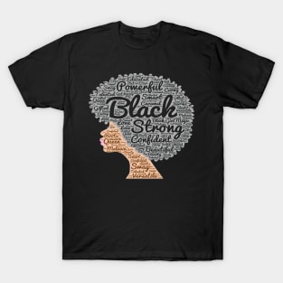 Afro Word Art Natural Hair T Shirt for Black Women T-Shirt